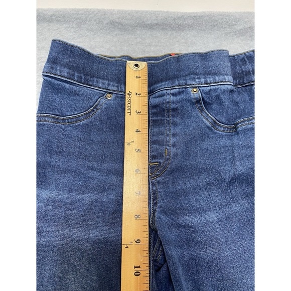 Spanx Women's XS Raw Hem Distressed Skinny Jeggings Control Tummy Medium Wash - Picture 3 of 15